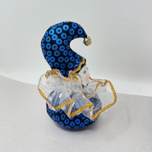 Pin Cushion Harlequin‎ Clowns SET OF 2 Porcelain Painted Face Pierrette Jester - Picture 5 of 10